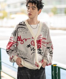 WEGO リラックスフィットパターンカーディガン