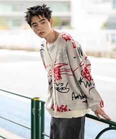 WEGO リラックスフィットパターンカーディガン