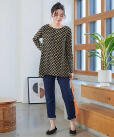 Tiaclasse L 花柄カットレースフレアトップス