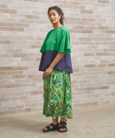 J.PRESS YORK STREET 【WOMEN】バイカラーギャザー ブラウス