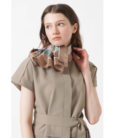 DAKS シルク 50thベージュチェックプリント スカーフ