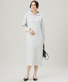 自由区 L 【WEB限定・洗える】マットストレッチダンボールフーディー ワンピース