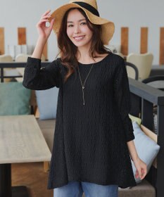 Tiaclasse L 花柄カットレースフレアトップス