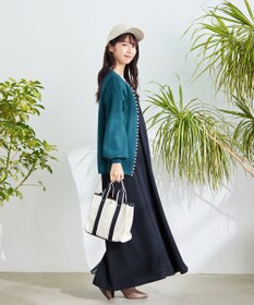 Tiaclasse 【洗える】パール付きパフスリーブカーディガン