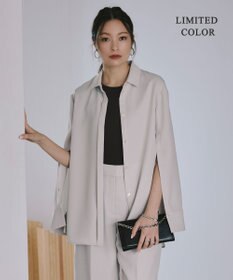 ICB L 【接触冷感・UVケア・速乾・洗える】FluidBackSatin スリットスリーブシャツ