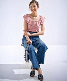 組曲 L 【組曲×setsuko sagittaire】カップ付きフリルTシャツ