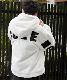 WEGO ファーフードグラフィックブルゾン