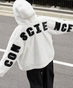 WEGO ファーフードグラフィックブルゾン