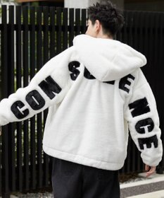 WEGO ファーフードグラフィックブルゾン