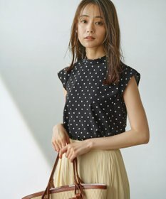 組曲 【WEB限定】ドットプリントデシン ボウタイ付きブラウス