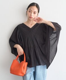 earth music&ecology 【WEB・一部店舗限定】【綿100％】レース＆ピンタックポンチョ