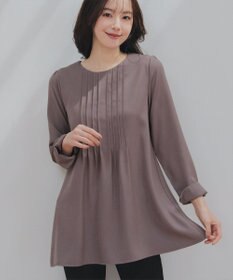 Tiaclasse 【洗える】ピンタックチュニックブラウス