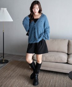 WEGO 【25年秋冬新作/WEB限定】別注USPOLOシャギーニットカーデ