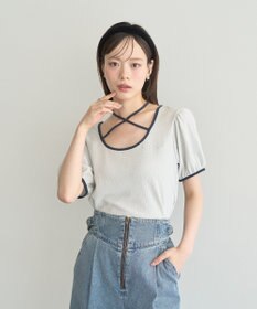 earth music&ecology マルチウェイ配色リボンカットプルオーバー