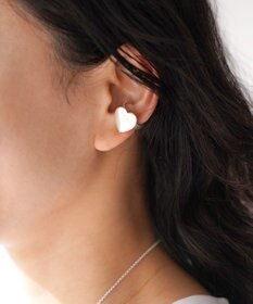 yoaa シルバー925 ハートプレートイヤーカフリング