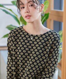 Tiaclasse L 花柄カットレースフレアトップス