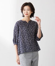 J.PRESS LADIES L 【洗える】 スパンローンフラワー ボリュームスリーブ ブラウス