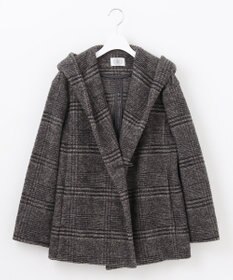 J.PRESS LADIES 【キルトピン付き】ECOLANAスライバーチェック フーデットアウター