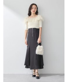 earth music&ecology サイドリブ切替バックレースアップスカート