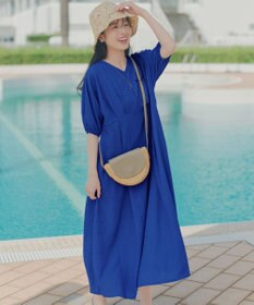 Tiaclasse L 【新色追加】ワッフルVネックワンピース