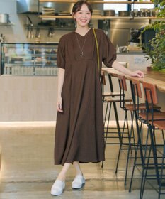 Tiaclasse L 【新色追加】ワッフルVネックワンピース