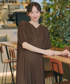 Tiaclasse L 【新色追加】ワッフルVネックワンピース