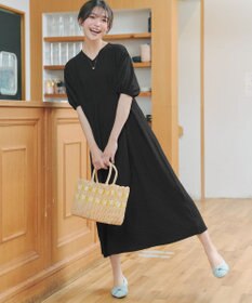 Tiaclasse L 【新色追加】ワッフルVネックワンピース