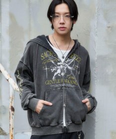 WEGO 【ユニセックス着用ITEM】ブリーチグラフィックZIPパーカー