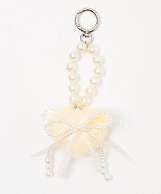 WEGO ファーハートダブルリボンキーホルダー