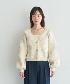 earth music&ecology SET2点フラワージャガードカーデ+ビスチェ