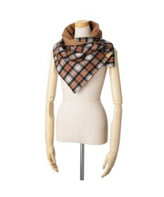 MOONBAT WEB限定【洗える】ミエル (miel) カシミヤ100％ チェックボタン付きマフラー