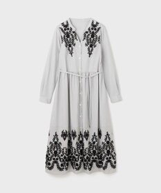 GRACE CONTINENTAL ストライプ刺繍ワンピース