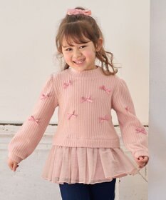 ANY KIDS ふくれジャガードリボンチュニック