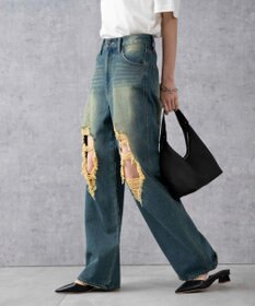 WEGO ヴィンテージウォッシュダメージデニムパンツ