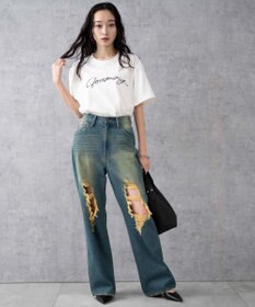 WEGO ヴィンテージウォッシュダメージデニムパンツ