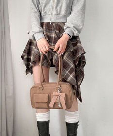 WEGO チャーム付きスクエアボストンバッグ