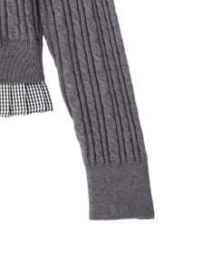 earth music&ecology 【予約】プリーツレイヤーケーブルニットカーディガン