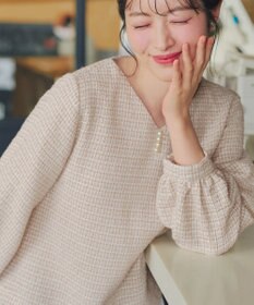 Tiaclasse ツイードコンビフレアチュニック