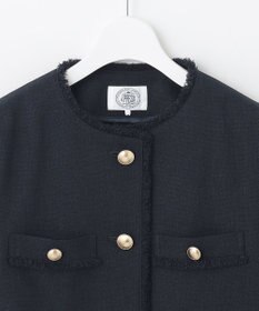 J.PRESS LADIES ナチュラルツイードストレッチ ノーカラー ジャケット