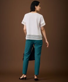 自由区 ナチュラルコットンハイゲージレースドッキング Tシャツ