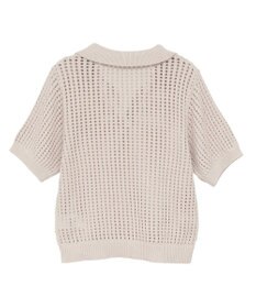 AMERICAN HOLIC 衿付きメッシュ編み半袖ニットプルオーバー