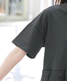 Tiaclasse 【洗える】刺繍レースドッキングカットソートップス