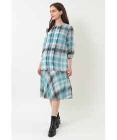 DAKS ビッグトランスチェックシフォンワンピース