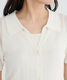 CRAFT STANDARD BOUTIQUE レースニット衿付き半袖カーディガン