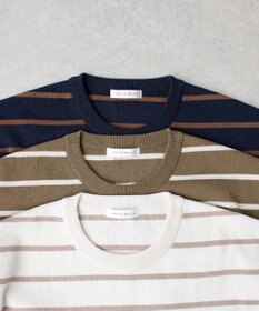 WHITE MAILS 【UNISEX】PAPER YARN BORDER KINT PULLOVER T-シャツ