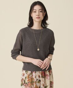 自由区 L リネンミドルゲージメッシュ ニット