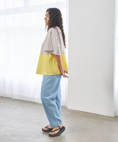 J.PRESS YORK STREET 【WOMEN】バイカラーギャザー ブラウス