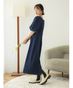 earth music&ecology スクエアネックデニムワンピース