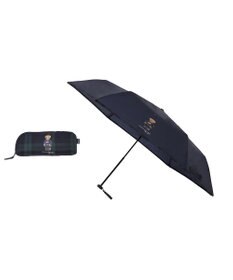 MOONBAT 【WEB限定/軽量】POLO RALPH LAUREN（ポロ ラルフローレン） 折りたたみ傘 ポロベア×チェックパイピング 無地 FLAG BEAR