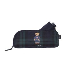 MOONBAT 【WEB限定/軽量】POLO RALPH LAUREN（ポロ ラルフローレン） 折りたたみ傘 ポロベア×チェックパイピング 無地 FLAG BEAR